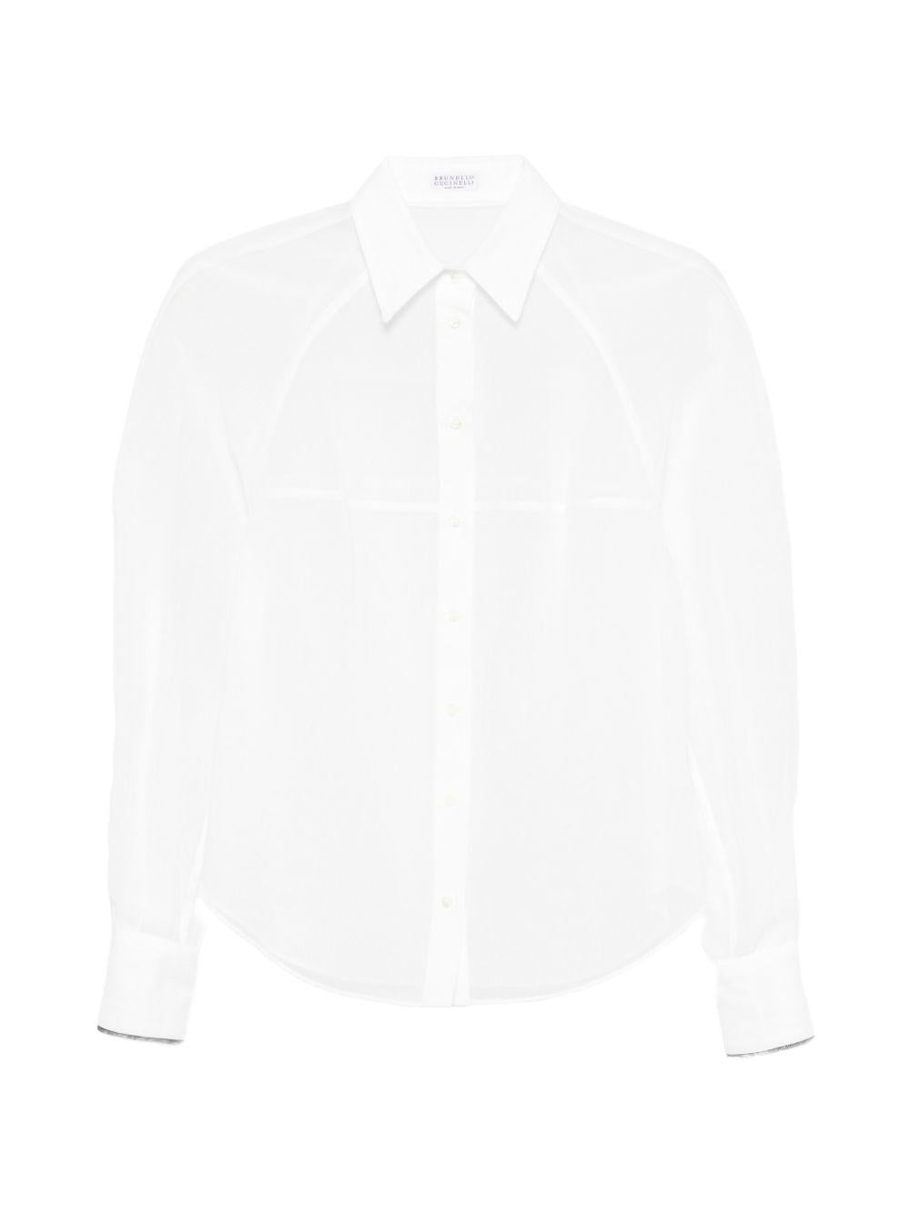 Camicia semi trasparente in bianco Brunello Cucinelli - donna 