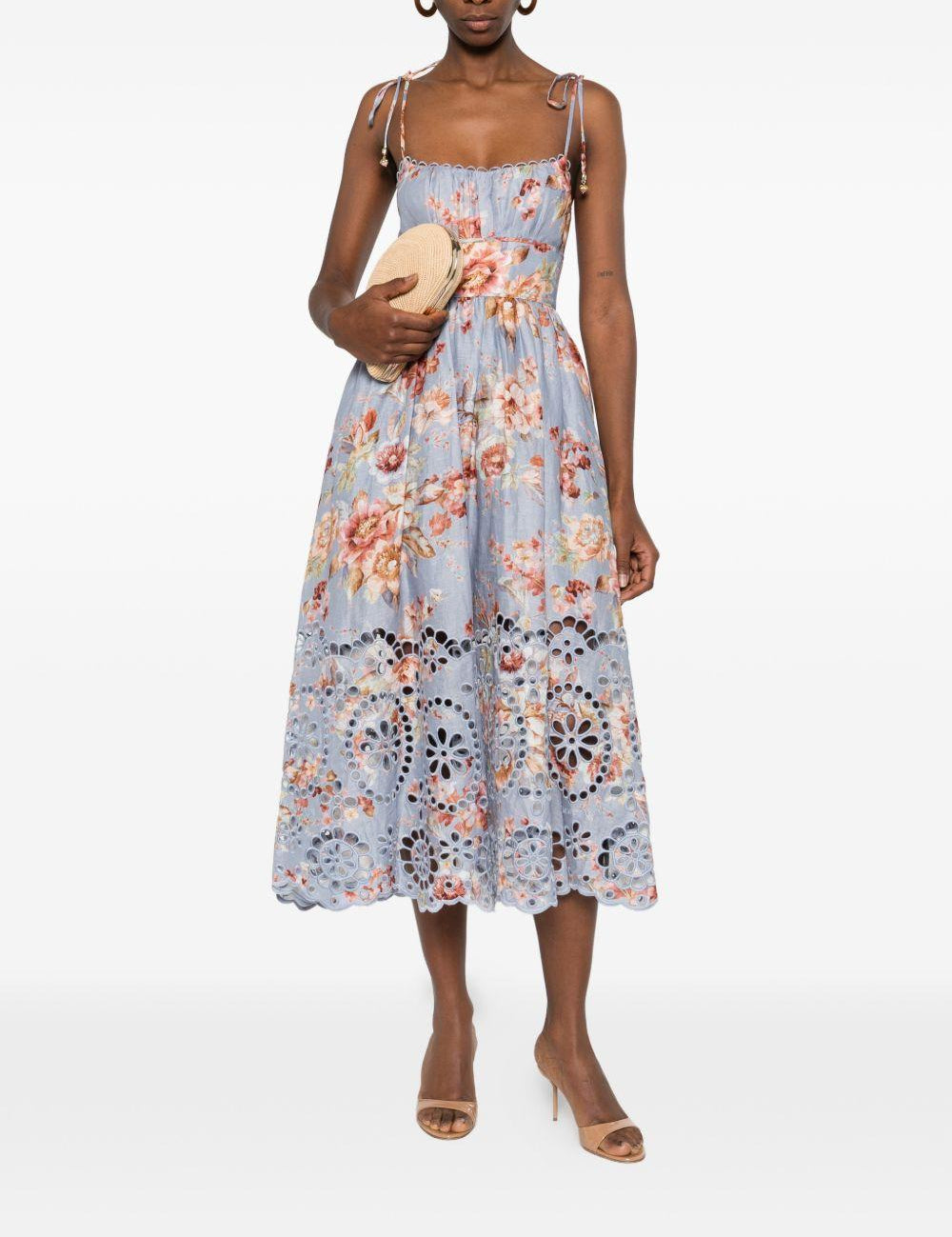 Abito midi Awaken Picnic a fiori in azzurro Zimmermann - donna 