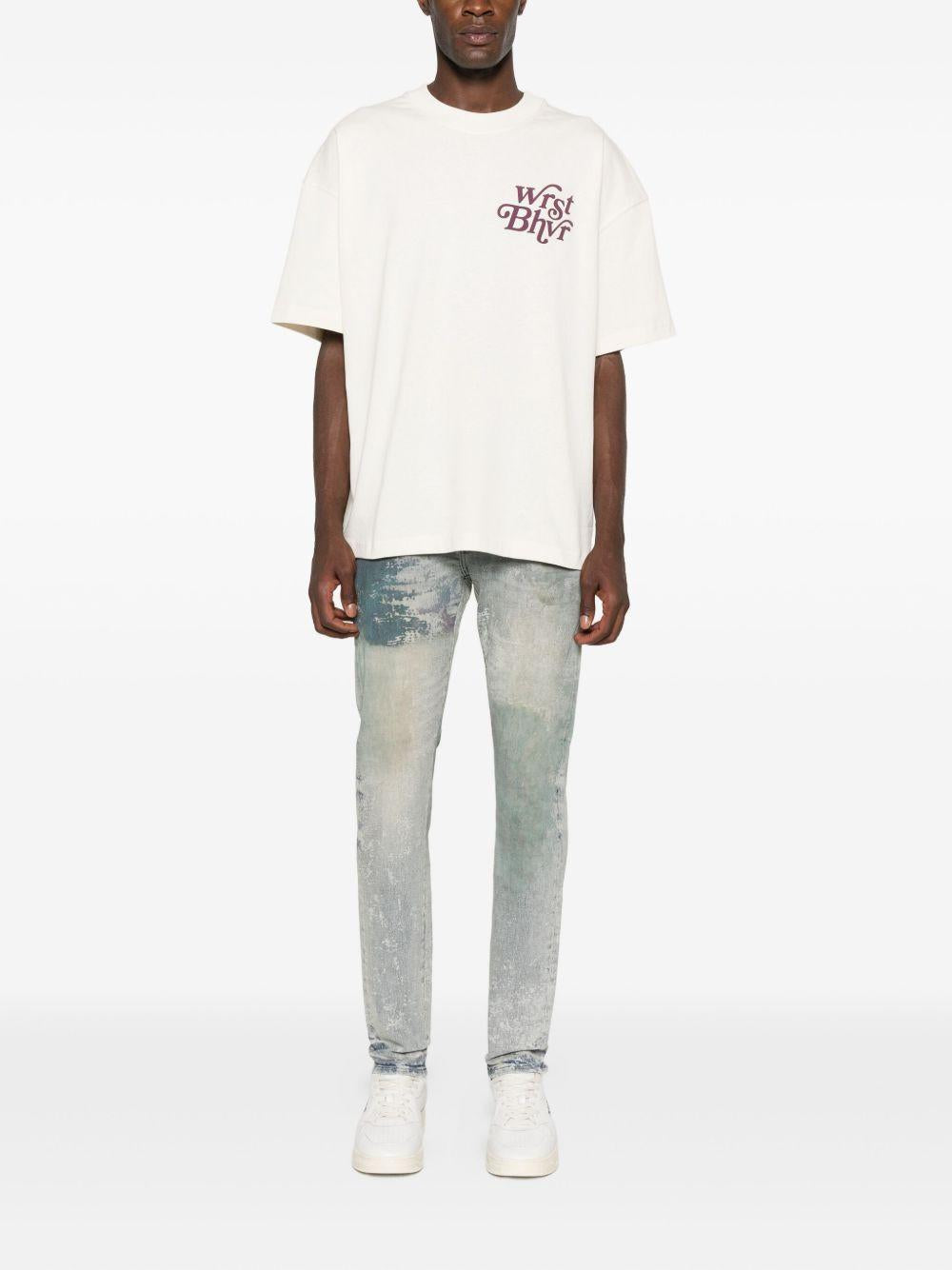 Jeans con effetto vissuto in blu Purple - uomo 