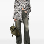Camicia con collo basso in beige e nero R13 - donna 