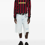 Polo a righe con zip in rosso e nero Martine rose - unisex 