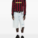Polo a righe con zip in rosso e nero Martine rose - unisex 