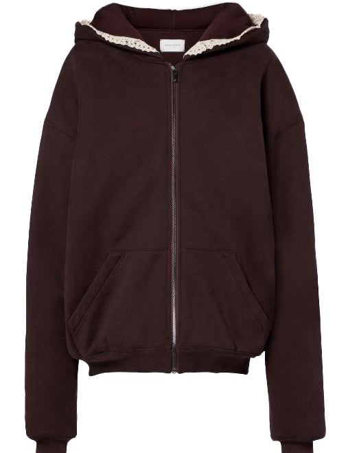 Felpa in cotone con cappuccio e zip in marrone Magda butrym - donna 