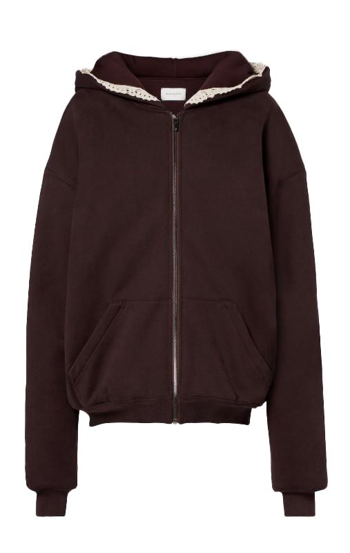 Felpa in cotone con cappuccio e zip in marrone Magda butrym - donna 