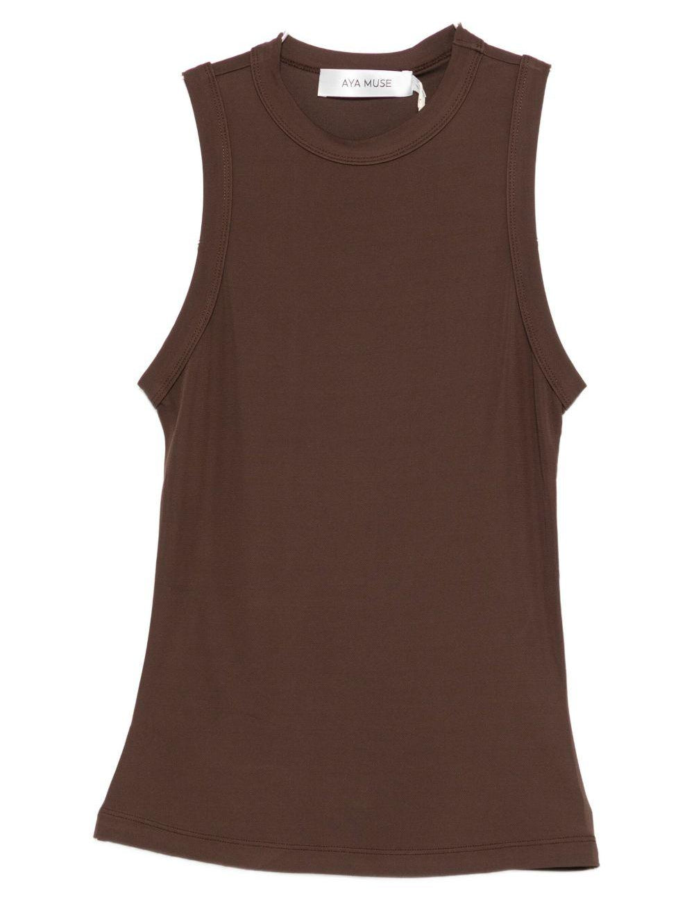 Top girocollo in marrone Aya Muse - donna 