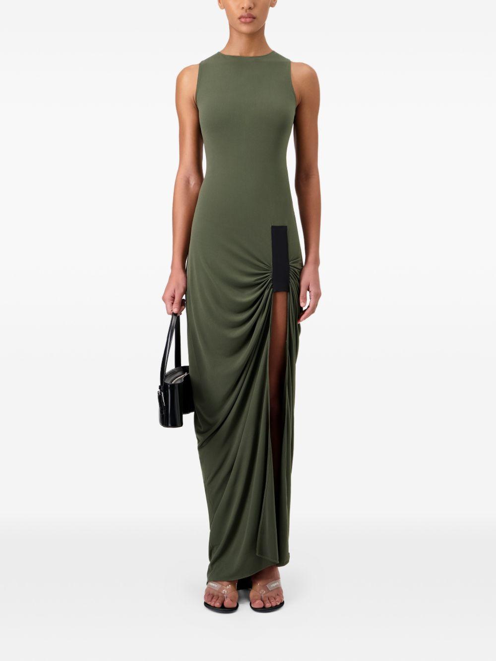 Abito lungo drappeggiato in verde militare Coperni - donna 