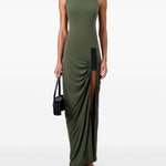 Abito lungo drappeggiato in verde militare Coperni - donna 