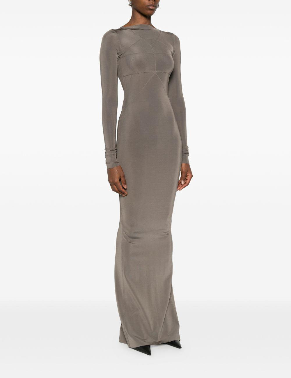 Abito lungo con cuciture in grigio Rick Owens - donna 