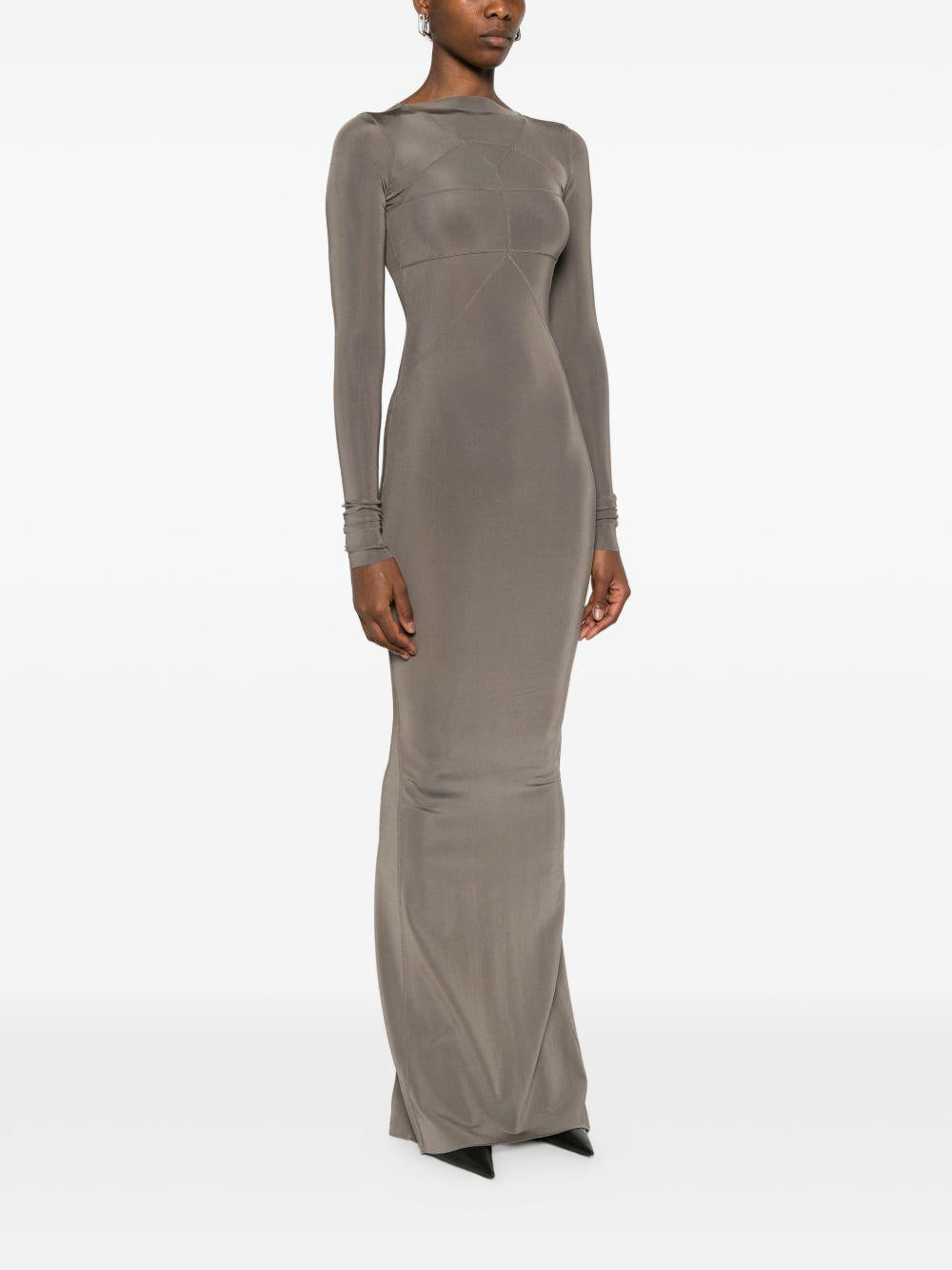 Abito lungo con cuciture in grigio Rick Owens - donna 