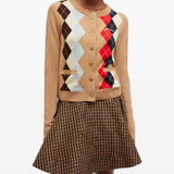 Cardigan a rombi con bottoni in marrone Ganni - donna 