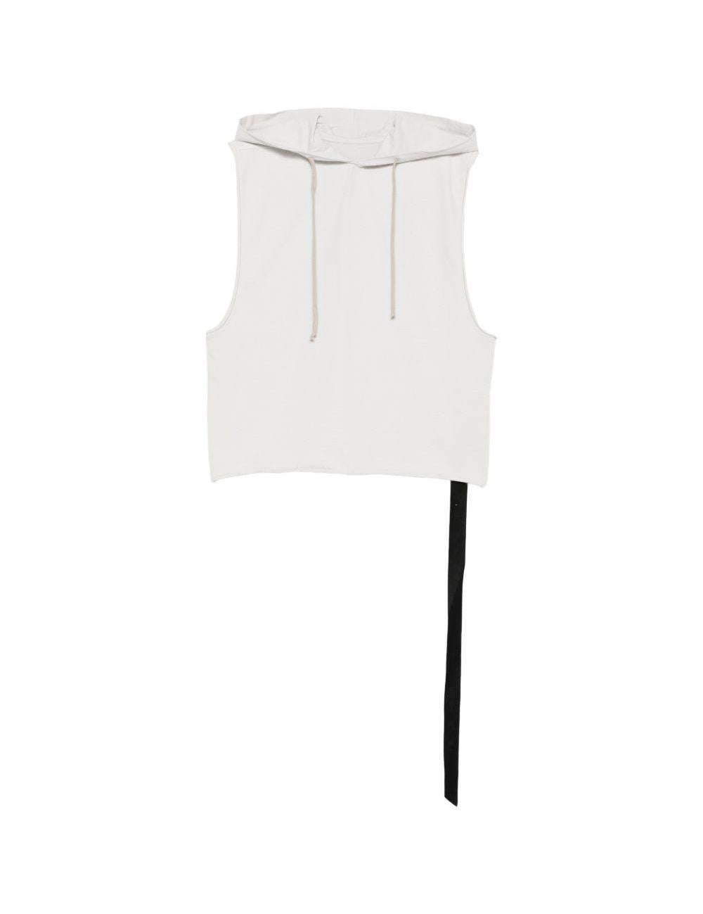 Felpa senza maniche con coulisse in bianco Rick owens drkshdw - uomo 
