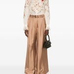 Pantaloni plissé con cintura in beige Zimmermann - donna 