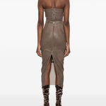 Gonna midi in pelle a vita alta in marrone Rick owens - donna 
