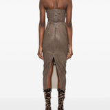 Gonna midi in pelle a vita alta in marrone Rick owens - donna 