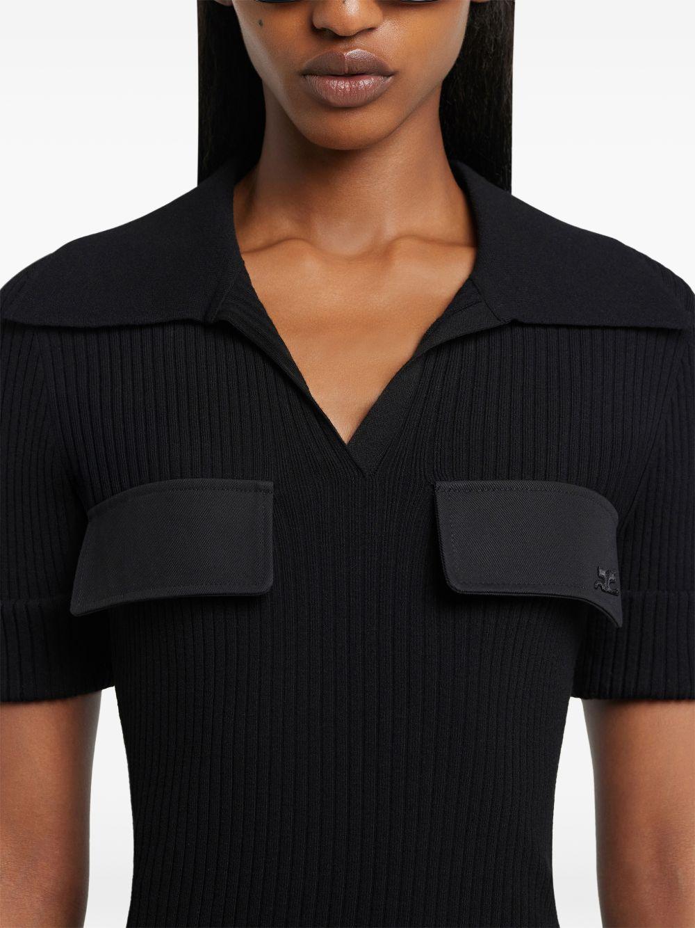 Abito midi a coste in nero Courrèges - donna 