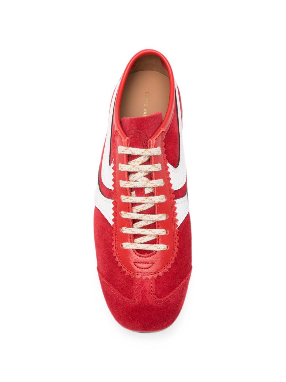 Sneakers a pannelli in pelle in rosso 