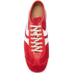 Sneakers a pannelli in pelle in rosso 