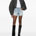 Shorts in denim con cristalli in blu Alexander wang - donna 