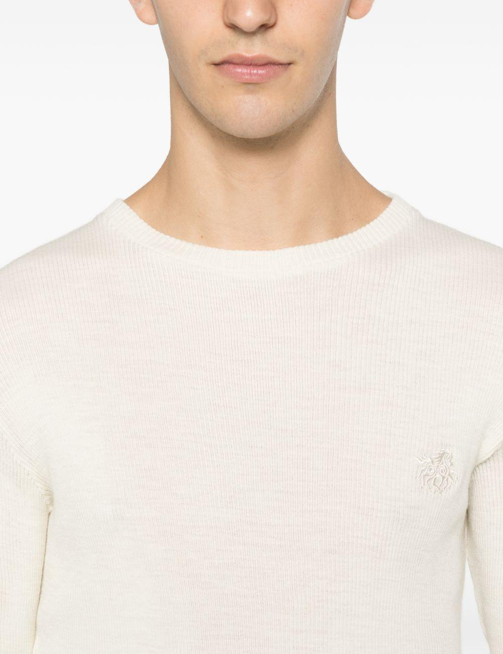 T-shirt a maniche lunghe a coste in beige Ranra - uomo 
