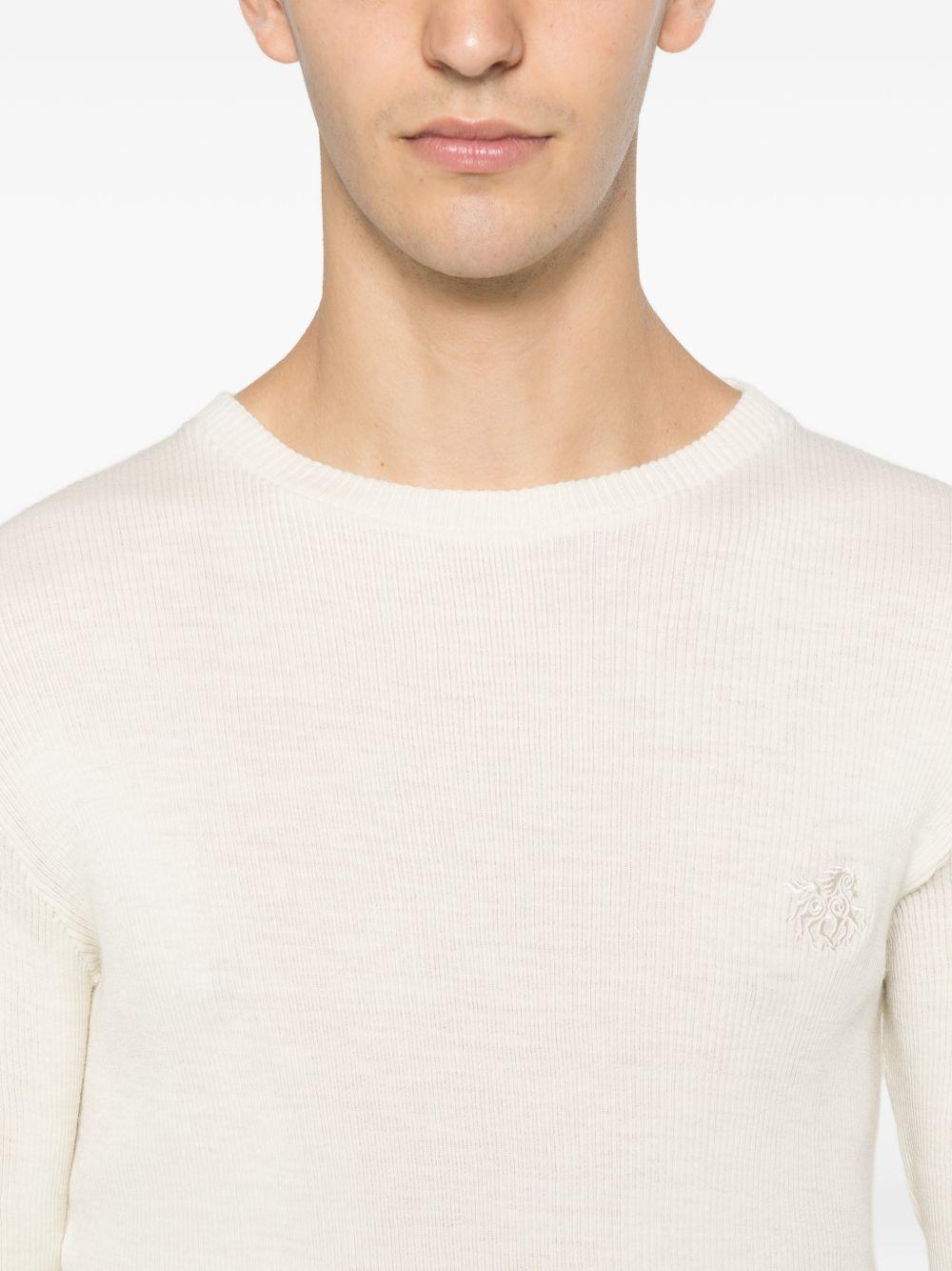 T-shirt a maniche lunghe a coste in beige Ranra - uomo 