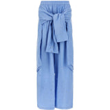 Pantaloni con applicazioni di cristalli in blu 