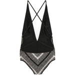 Costume da bagno con paillettes a zigzag in bianco e nero Missoni - donna 