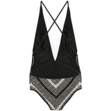 Costume da bagno con paillettes a zigzag in bianco e nero Missoni - donna 