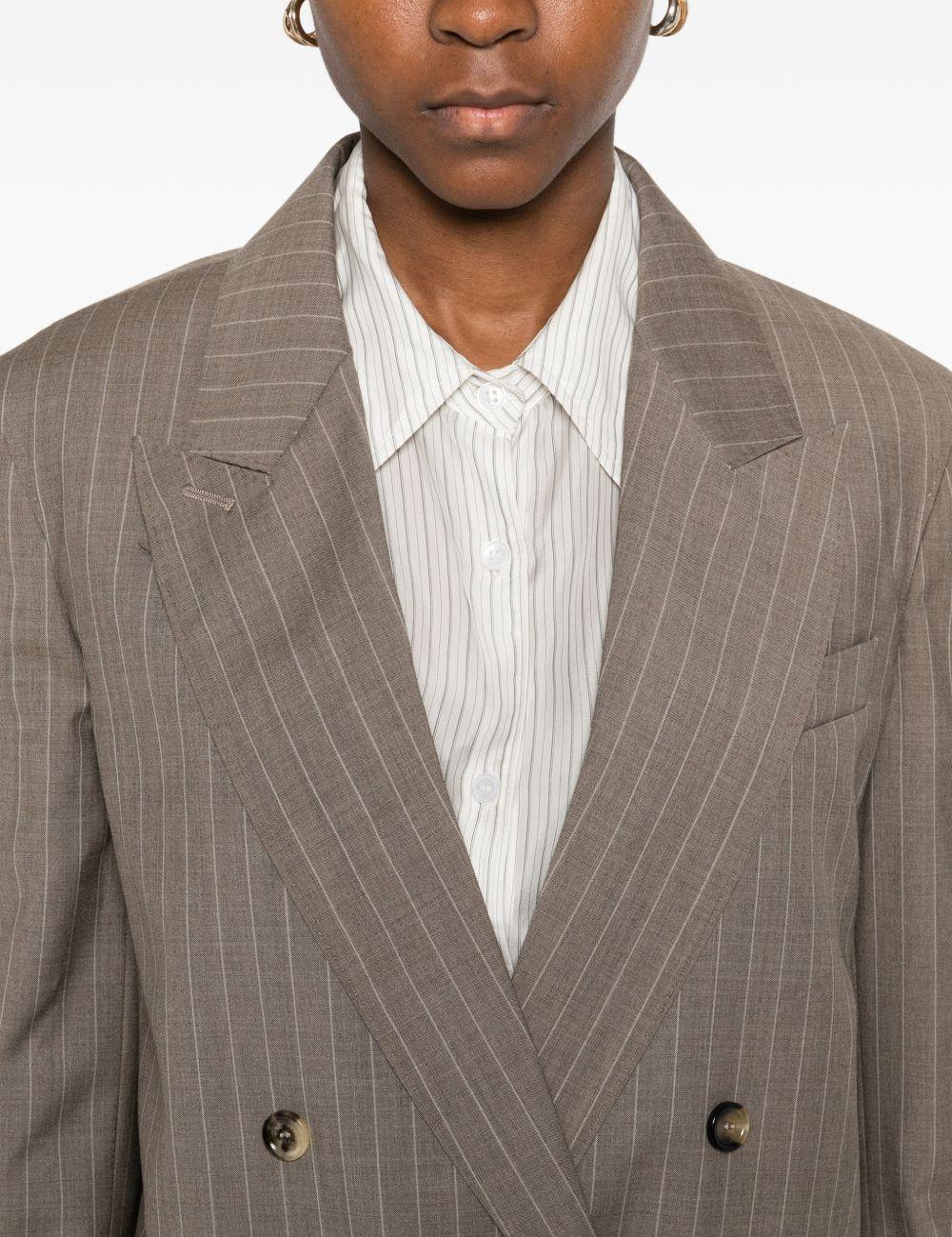 Giacca doppiopetto a righe acciaio in beige Maxmara - donna 