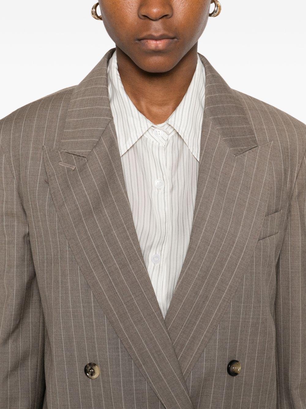 Giacca doppiopetto a righe acciaio in beige Maxmara - donna 