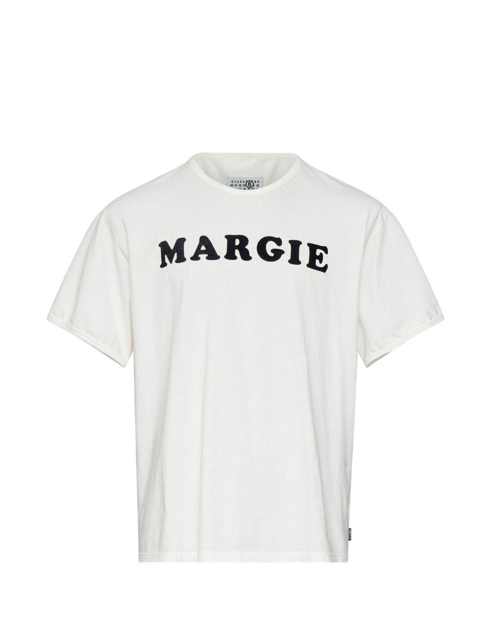 T-shirt in cotone con stampa grafica in bianco Mm6 maison margiela - uomo 