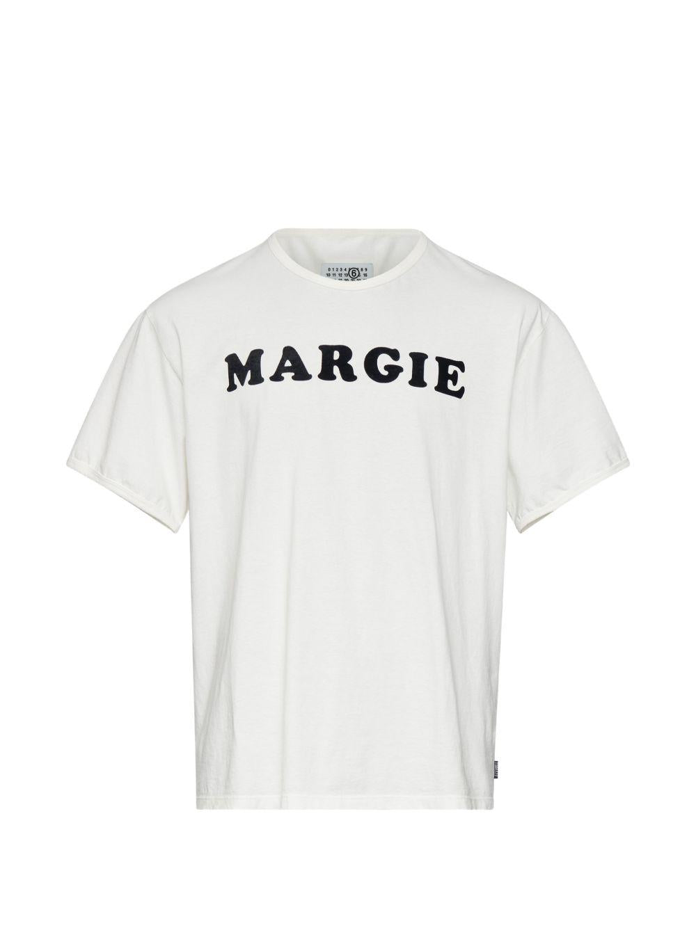 T-shirt in cotone con stampa grafica in bianco Mm6 maison margiela - uomo 
