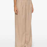 Pantaloni a gamba larga in beige - donna 