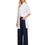 Camicia oversize con fiocco in bianco 
