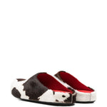 Mules fussbett con stampa mucca in bianco e marrone 