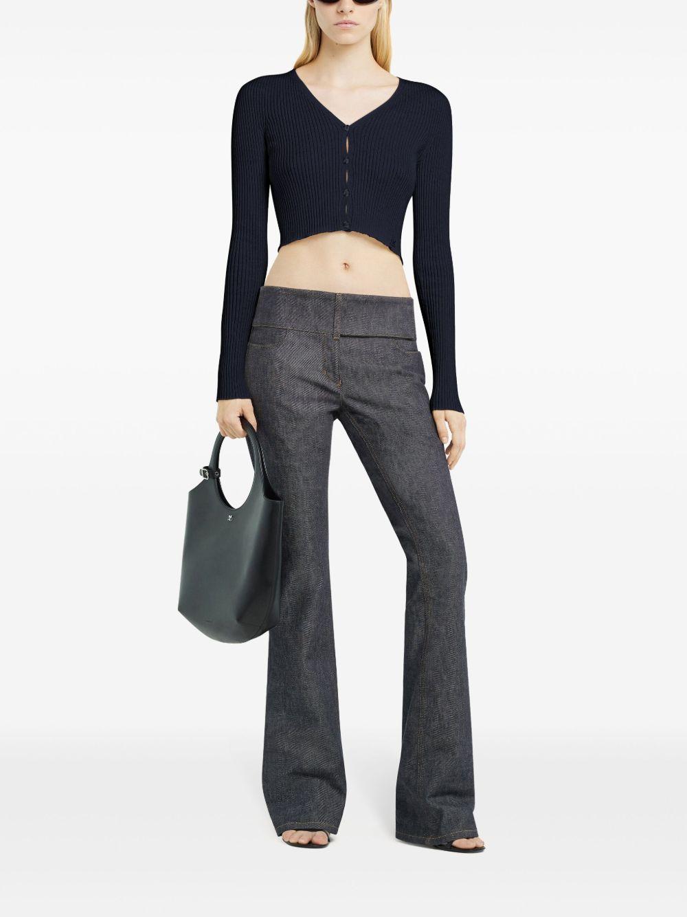 Cardigan crop a coste fini in blu navy Courrèges - donna 