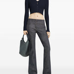 Cardigan crop a coste fini in blu navy Courrèges - donna 