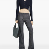 Cardigan crop a coste fini in blu navy Courrèges - donna 