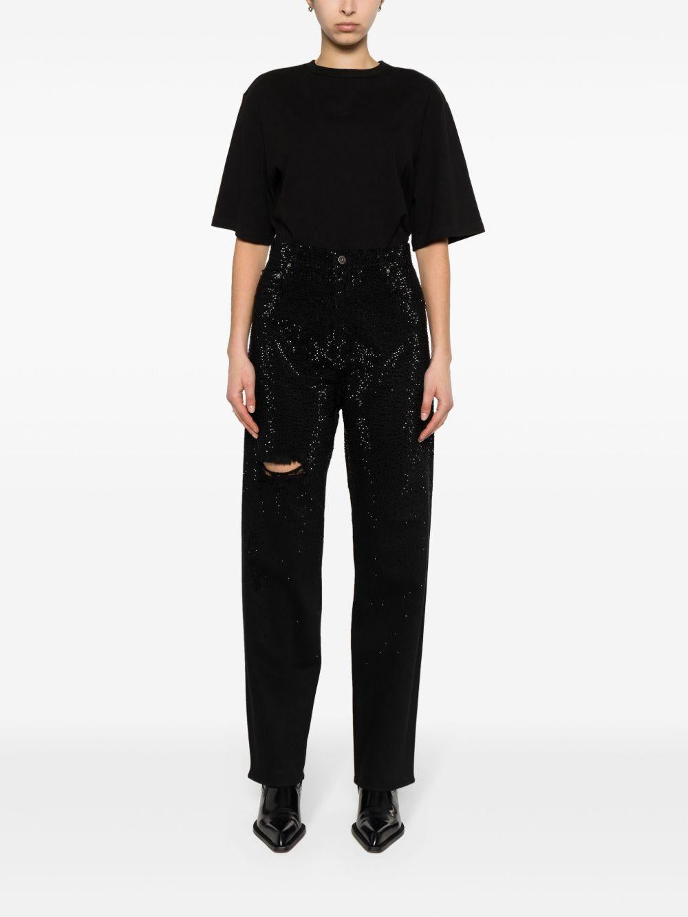 Jeans a gamba affusolata con cristalli in nero Golden goose - donna 
