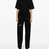 Jeans a gamba affusolata con cristalli in nero Golden goose - donna 