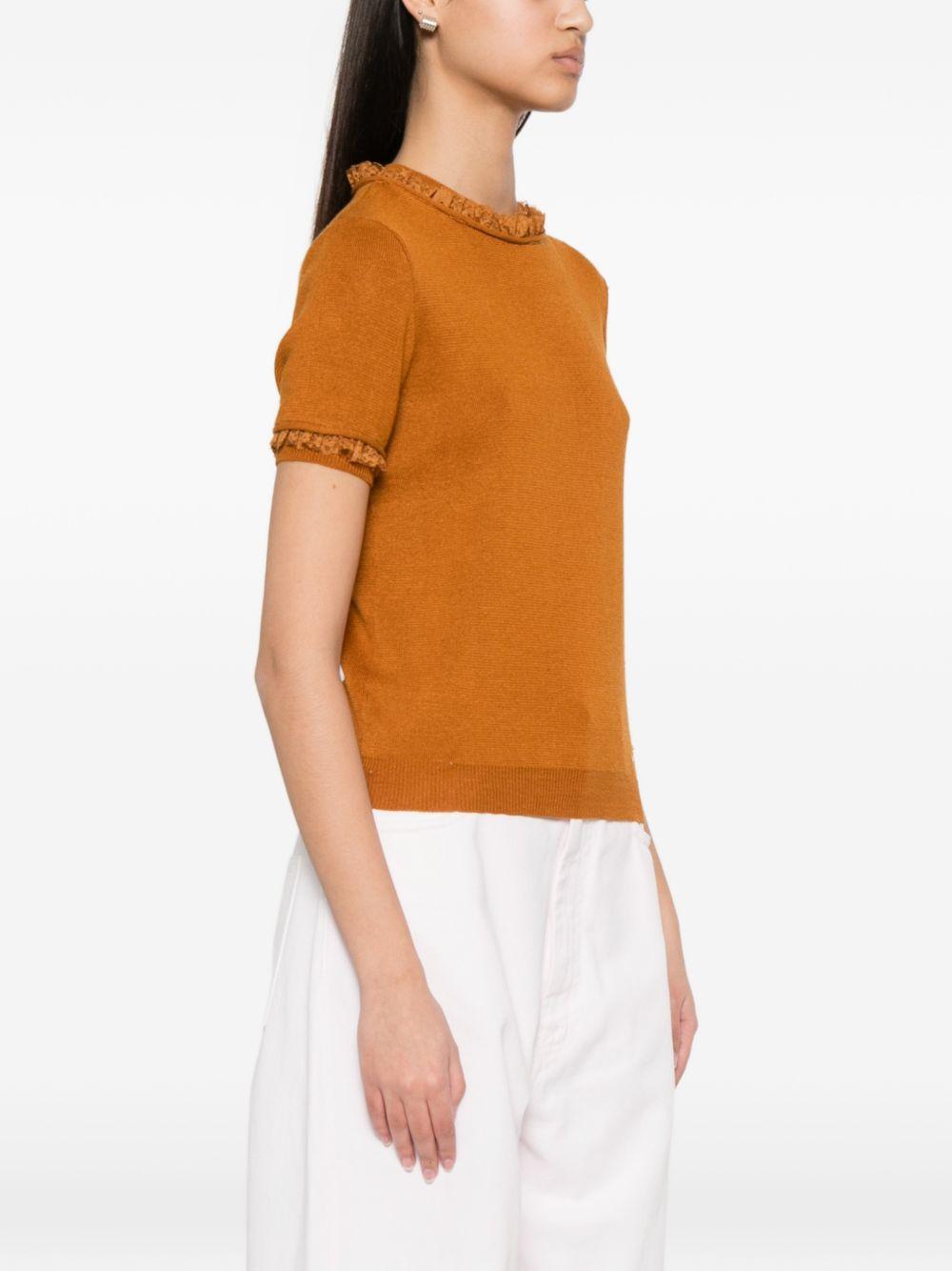 Top in maglia con bordo in pizzo in arancione Shushu/tong - donna 