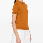 Top in maglia con bordo in pizzo in arancione Shushu/tong - donna 