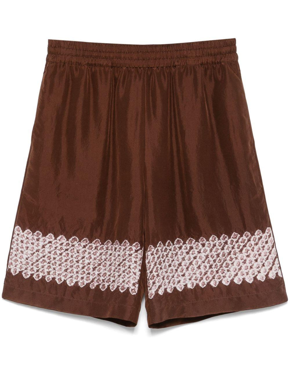 Shorts con stampa grafica in marrone Feng chen wang - uomo 