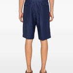 Pantaloncini a pieghe in blu Laneus - uomo 