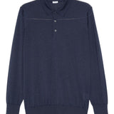 Polo a maniche lunghe in blu Caruso - uomo 