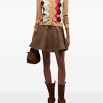 Cardigan a rombi con bottoni in marrone Ganni - donna 