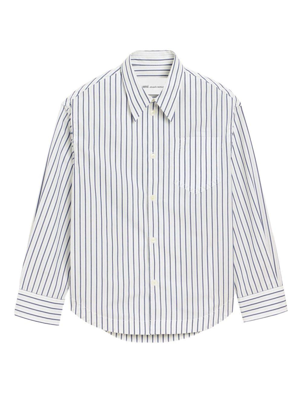 Camicia ami de coeur a righe in blu e bianco Ami Paris - donna 