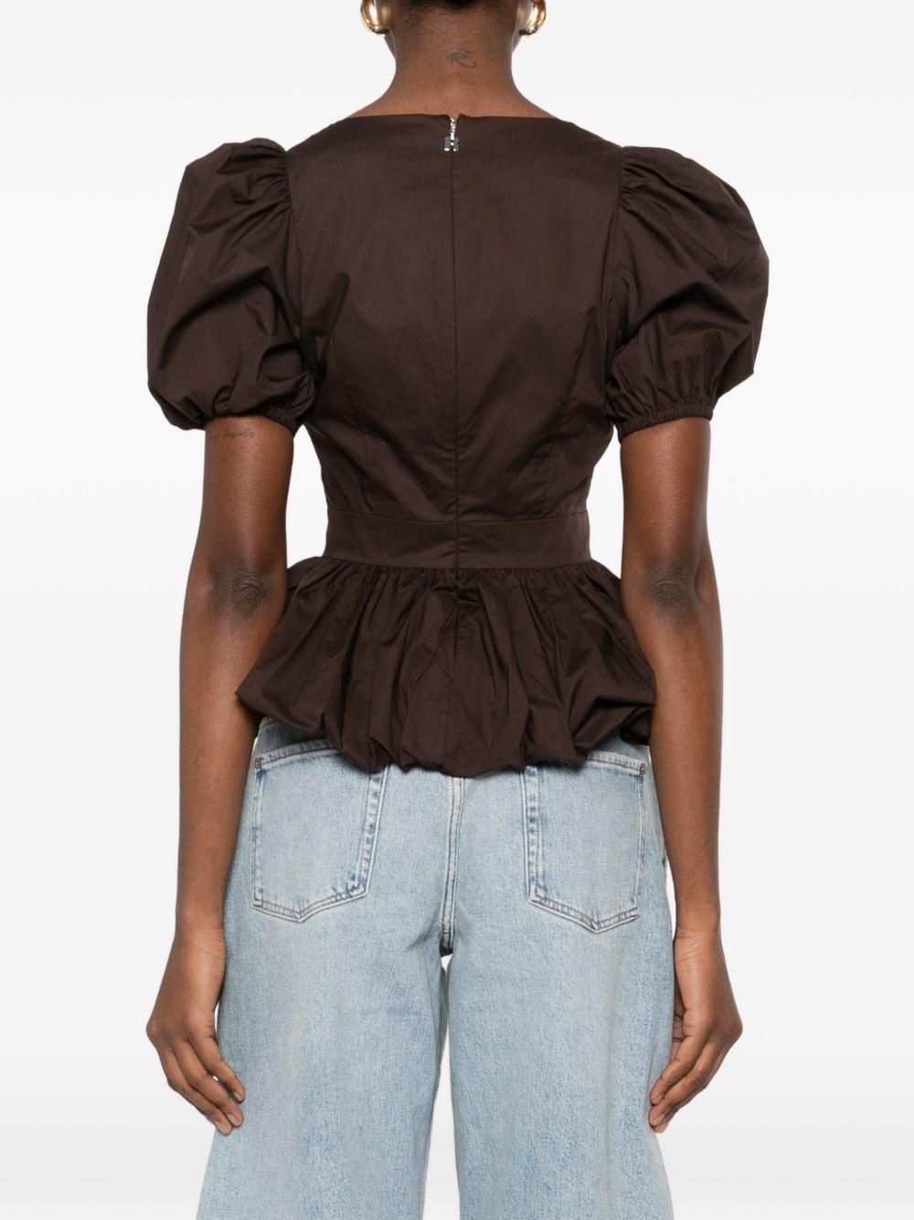 Top con maniche a sbuffo in marrone Rotate - donna 