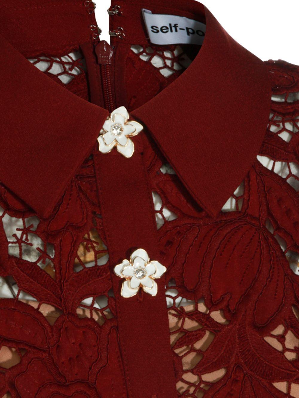 Abito mini in pizzo in bordeaux 