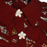 Abito mini in pizzo in bordeaux 