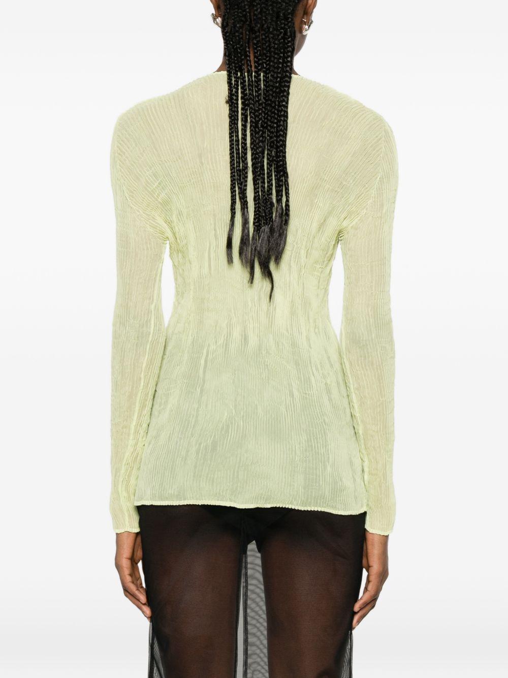Top a maniche lunghe con design plissettato in verde lime Issey miyake  - donna 